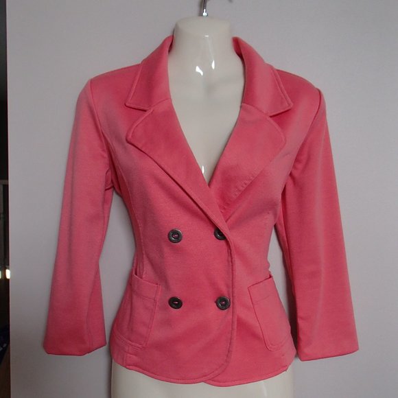 GUESS CORAL PINK 3/4 SLEEVE COMFY BLAZER S - Picture 1 of 5